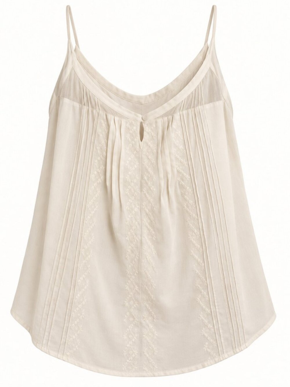 Ecote Ivory Embroidered Pintuck Camisole Top Size L